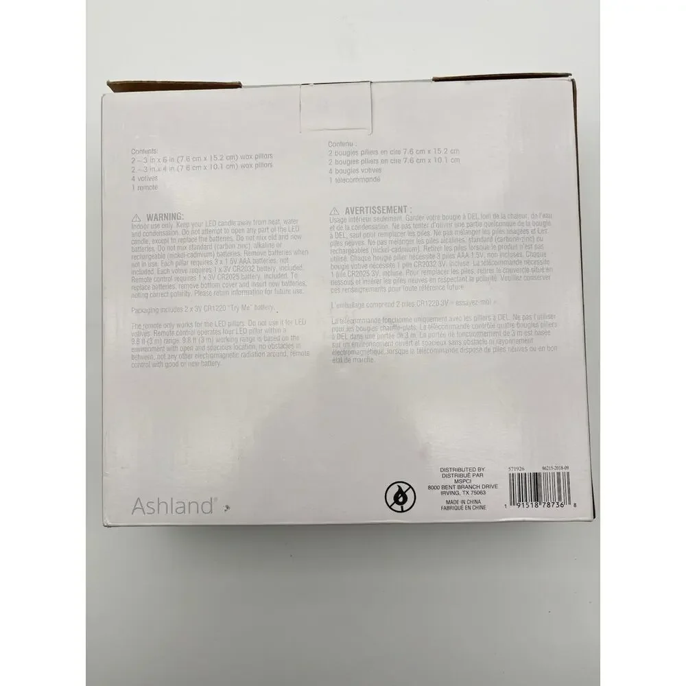 Ashland Candle Collection 8 LED Candles with Remote, New In Box.